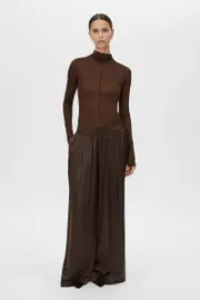 Siphon Sheer Long Sleeve Top in Chocolate - CAMILLA AND MARC® C&M
