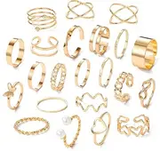 [Lasilviaivy] Chic Butterfly and Heart Ring Set - 22 Pieces of Adjustable Joint Rings for Women