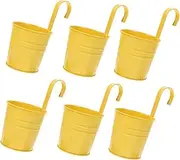 Happyyami 6pcs Iron Metal Bucket Planters Rustic Outdoor Flower Holders Drainage for Garden Patio Balcony and Home Decor