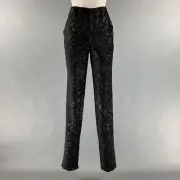 GUCCI Size 4 Black Rayon Blend Jacquard Low Rise Dress Pants