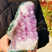 2.95LB Natural Amethyst Geode Mineral Specimen Crystal Quartz Energy Decoration