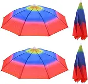 uxcell Umbrella Hat, 4 Pack 20 Inch Folding Sun Rain Cap Hands Free Fishing Umbrella Hat for Golf Fishing Camping Outdoor, Rainbow Color