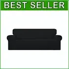 Elegant Elastic Bottom Sofa Cover - Machine Washable Black Stretch Protector