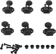 6 Pcs High Strength Metal String Tuning Pegs, 3L3R Machine Head Tuners for Electric Guitar, Proof and Accurate Tuning, with Screws and Studs (Black)