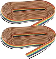 LIFKICH 2 Rolls 10 Pin Cable 5m Flat Ribbon Cable Colorful Rainbow Jumper Wire for DIY Projects