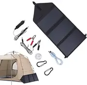 Solar Charger, Tri-Fold Portable Solar Battery Generator Panel, 100w Double USB Laptop Smartphone Tablet Power Bank for Fishing, Road Trip