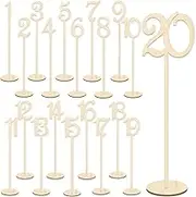 Wood Table Numbers, 20 PCS Numbers Wood Wedding Table 1 to 20 with Sturdy Holder Base for Birthday Party, Banquet, Home Decoration (Height 35 cm/13.77 in)