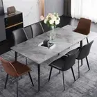 High Gloss 4-6 Seater Marble Dining Table Kitchen Lunch Dinner Table Slim Design