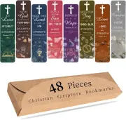 48 Pieces Bible Bookmarks with Hollow Cross Christian Scripture Bookmarks, Inspi