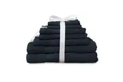 7pc Algodon St Regis Collection Bath Hand Towel Set w Face Washer Cotton Navy