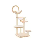 Costway 146cm Wooden Cat Tree Cat Scratching Posts Tower Kitty Condo House Pet Toy White