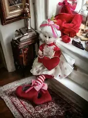 Cynthia Rowley Valentine’s Day Elf Shelf Sitter Doll Red Home Decor Girl 18”