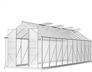 ALFORDSON Greenhouse Garden Transparent Shed 6.3x2.44x2.1 M, Walk-in Tunnel Green House with Ventilation Windows, Aluminium Steel Frame Grow Tent for Gardening Plants Flowers