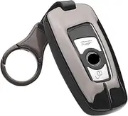 ontto Leather Alloy Metal Key Fob Cover for BMW 1 2 3 4 5 6 M X Series BMW F10 F30 X3 X4 M2 M3 M4 M5 M6 3GT 5GT Keychain Keyring Keyless Key Cover Case Key Holder Protector Black