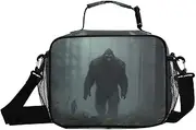 Sasquatch Forest Dark Insulated Lunch Box for Women Men - Ideal for Work, Picnics - Includes Adjustable Shoulder Strap