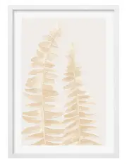 [Profile Australia] Watercolour Fern Leaves Beige Art Print A1 Frame in White