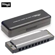 Stagg BJH-B20 A 10 Hole Diatonic Howlin' Harp Blues Harmonica, Key of A - NEW
