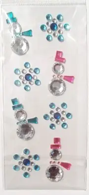 Self Adhesive Gems Snowmen Snow Man Snow Flakes Scrapbooking, NEW