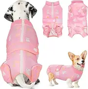 SlowTon Dog Surgery Recovery Suit, Cone E-Collar Alternative After Surgery with Zipper, Professional Pet Recovery Shirt Abdominal Wounds Bandages, Preventing Licking Spay Suit for Dog