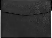 Aswalling PU Leather A4 File Folder Document Holder Waterproof Portfolio Envelope Folder Case with Snap Closure(Black)