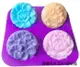 心動小羊^^韓國牡丹花卉4連皂模四孔月餅模4孔4連皂模矽膠手工皂模布丁巧克力香皂模具