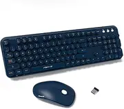 Wireless Keyboard and Mouse Combo, 2.4GHz Full-Size Keyboard Mouse Wireless, Plug-and-Play USB Receiver for PC, Laptop, Desktop, Windows, Mac - DarkBlue