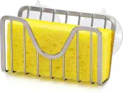Sponge Holder for Kitchen Sink with Suction Cups - Caddy Silver