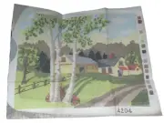Large Hand Painted Country Home Needlepoint canvas 19” x 16”