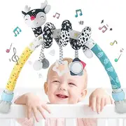Baby Arch Bassinet Toys, High-Contrast Black & White with Stretch & Spiral Hanging Activity Set, Stroller & pram Toys, 0-36 Months (Forest)