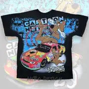Scooby Doo Wacky Racing AOP Modern Boot Nascar Men's Graphic Shirt Sz XL Bootleg