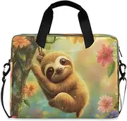 Quteprint Cute Sloth Flowers Tree 15.6 Inch Laptop Bag Briefcase for Business, Water-Resistant Computer Bag Fits 14-16 Inch Notebook for Men Women, Office Travel Work Backpack, Multi, 40x7.5x30cm