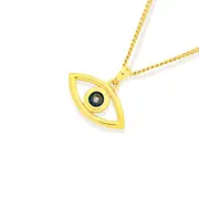 9ct Gold And Blue Rhodium Diamond Evil Eye Pendant
