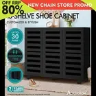 ALFORDSON Shoe Cabinet Organiser Storage Rack Drawer Shelf 30 pairs Black