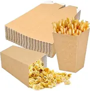 Pack of 50 Kraft Paper Popcorn Boxes, Reusable Popcorn Cardboard Bags, 3 Sizes Cardboard Snacks Sweet Containers for Birthday Party Cinema School Events Party Picnic Wedding (M)