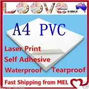 100X A4 White PVC Glossy Waterproof SelfAdhesive Sticker Label Laser Print Paper