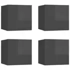 4pcs High Gloss Wall Cabinets Wooden TV Storage Bookshelf Racks Shelf Cupboards