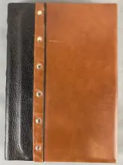 Leather Journal Notebook Diary Black Brown Rivets Lined Pages Bookmark Hardcover