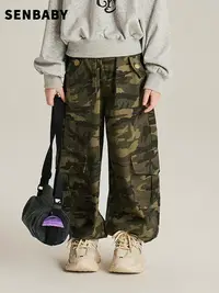 在飛比找Yahoo!奇摩拍賣優惠-女童長褲－Senbaby童裝兒童褲秋裝新款中大童時尚迷彩工裝