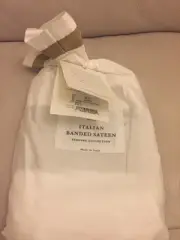 Set/2 RESTORATION HARDWARE FLAX Italian Banded Sateen Standard Pillowcases Sand