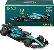 Bburago Formula 1 F1 Asto Martin AMR 23 Lance Stroll with Helmet (2023) - 1:43 Scale - In credibly Detailed Die-Cast Replica Collectible Race Car