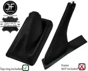 BLACK&BLACK LEATHR GEAR BOOT WITH TOP RING+HANDBRAKE BOOT FOR HONDA CIVIC 88-95 (for: Honda)
