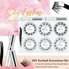 Lashes DIY Eyelash Extensions Kit Fluffy Natural Glue Bonded Band 3D Individual)