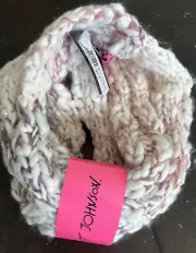 Betsey Johnson Women's Snow Diggity Cowl Ribbed Infinity Knit Scarf Pink NEW