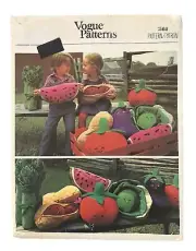 Vtg Vogue Anthropomorphic Fruits & Vegetables Plush Pattern 1566 Transfers Uncut