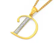 9ct Gold Diamond Initial D Pendant