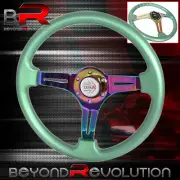Type-R Steering Wheel Green Neo Chrome Center Streak 6 Bolt Hole 350mm (for: Fiat)