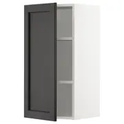METOD wall cabinet with shelves, white/Lerhyttan black stained, 40x37x80 cm