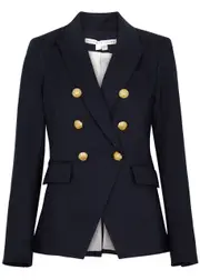 Veronica Beard Miller Dickey Linen-blend Blazer - Navy - 12 (UK 16 / XL) 12 (UK 16 / XL)