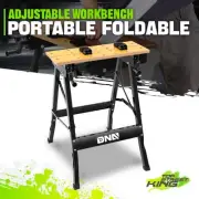 100 KG Portable Foldable Adjustable Powder Coating Work Bench Wood Top Yellow