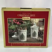 Spode Christmas Tree Spice Jars 4.5" Cinnamon & Nutmeg Set Of 2 Spice Jars